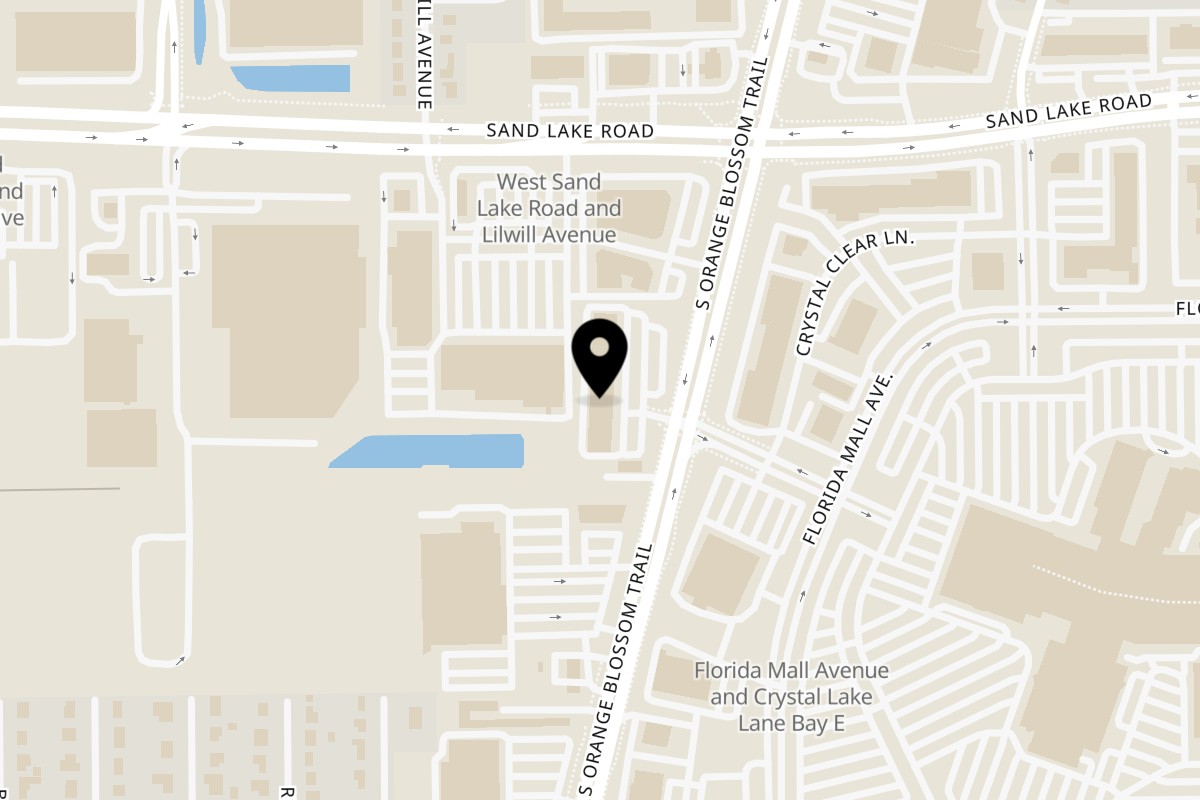 Map showing the location of Kahani on 8100 S Orange Blossom Trl in Orlando